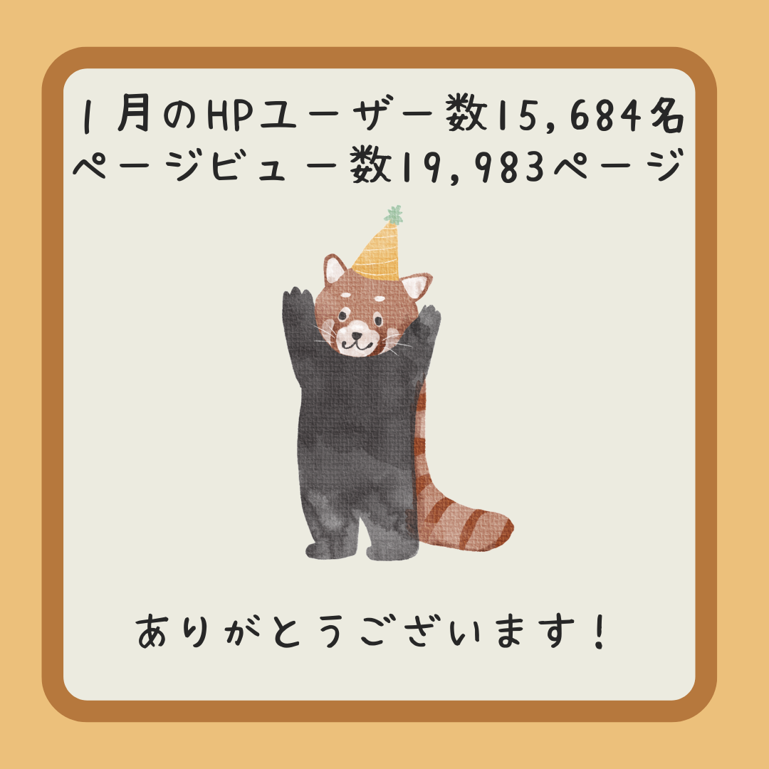 １月の当施設のウェブサイトが驚くべき数字を達成しました！